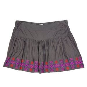 American Eagle Skater Skirt Women Large Gray Embroidered Elasticwaist Fall Skirt